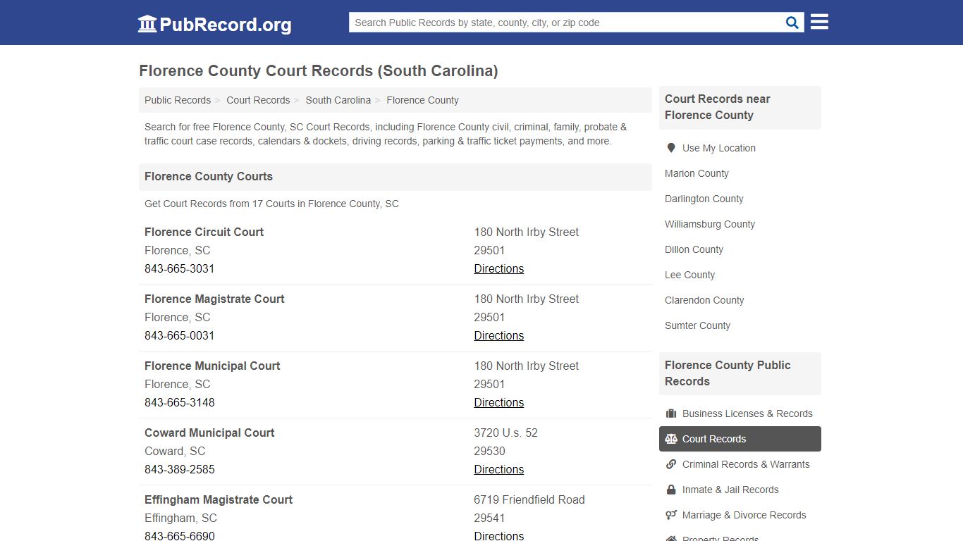 Florence County Court Records (South Carolina)