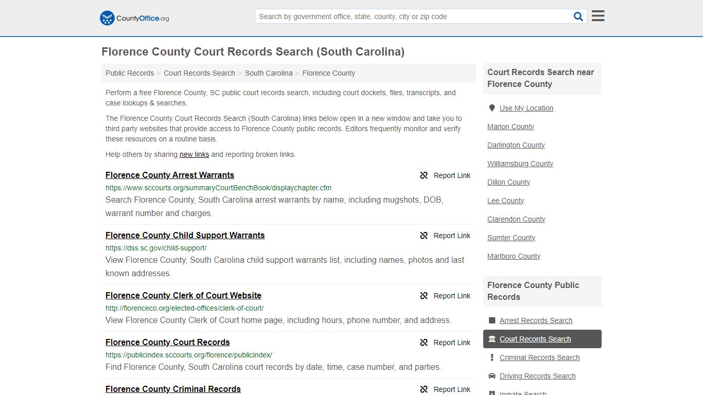 Florence County Court Records Search (South Carolina)