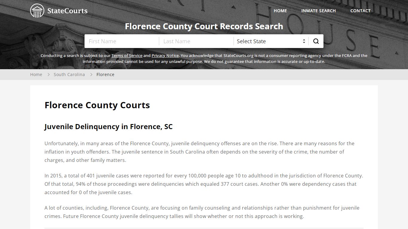 Florence County, SC Courts - Records & Cases - StateCourts